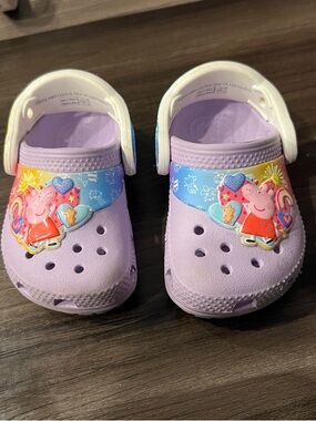 Baby Girl Purple Peppa Pig Crocs Size 4c